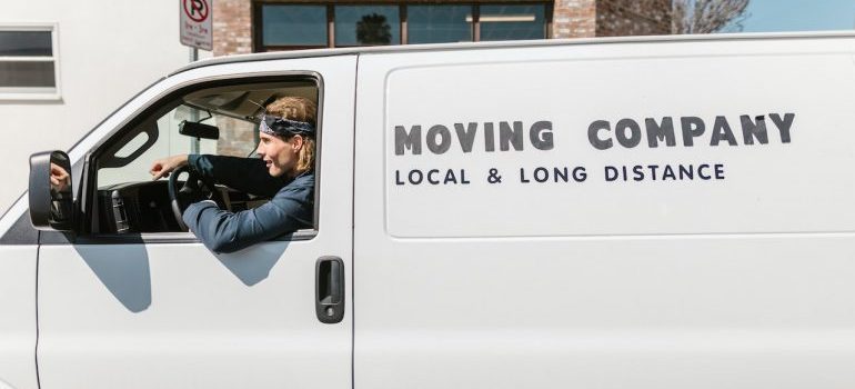 Professional mover in van