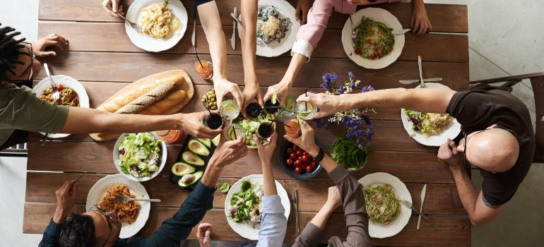 A family eating together