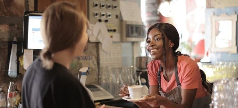 two women in a cafe