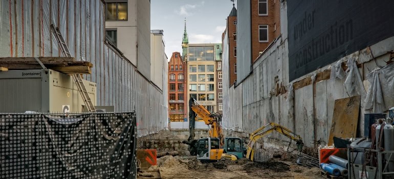 a construction site in the city