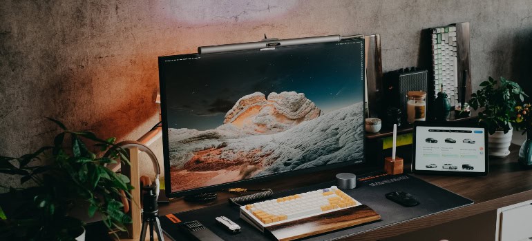 a modern computer on a desk 