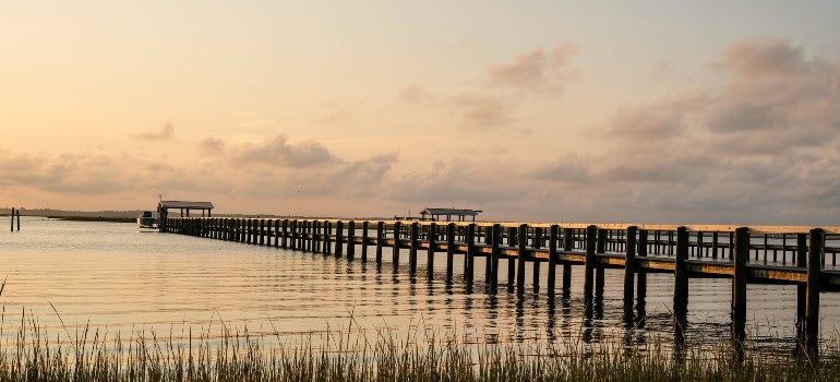 a view of the sunset in the Chesapeake Bay in the fall