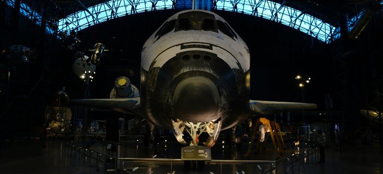 a space shuttle at a museum