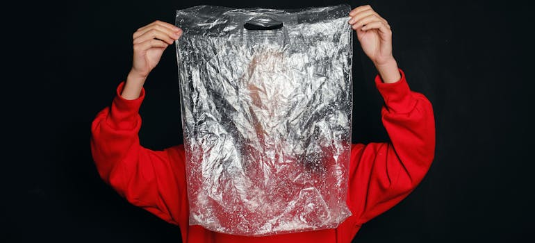 a person holding a plastic bag