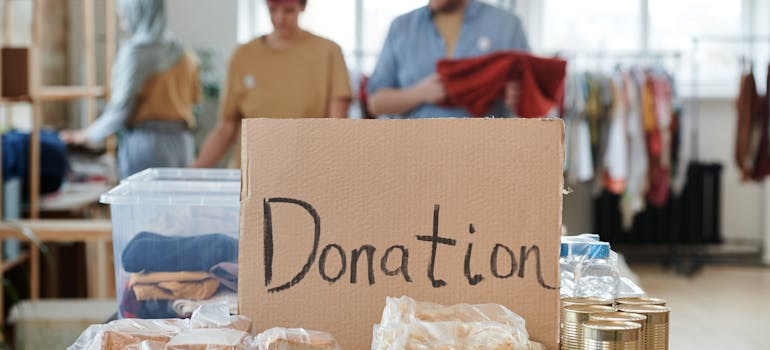 a table where people put what they want to donate