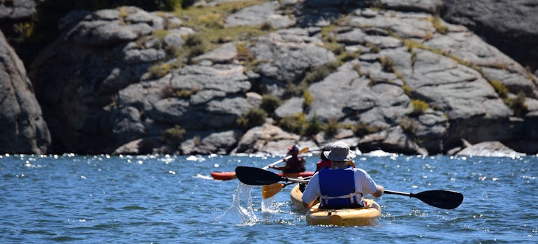 several people enjoying the fun activity of canoeing