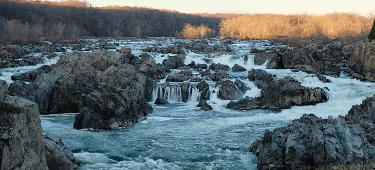 stunning system of waterfalls in the Great Falls Park 