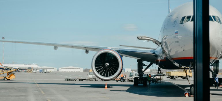 a large plane at an airport