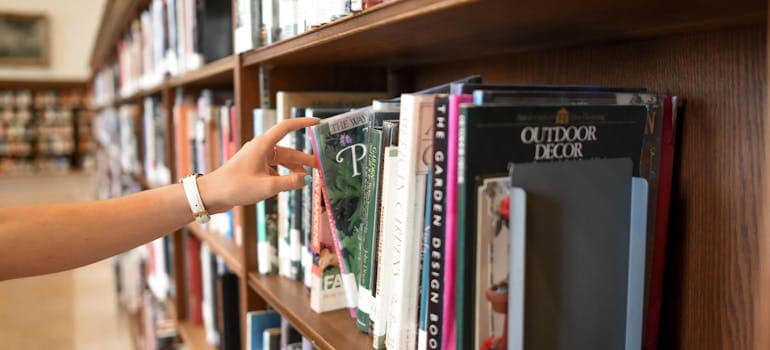 one of the shelves in a library