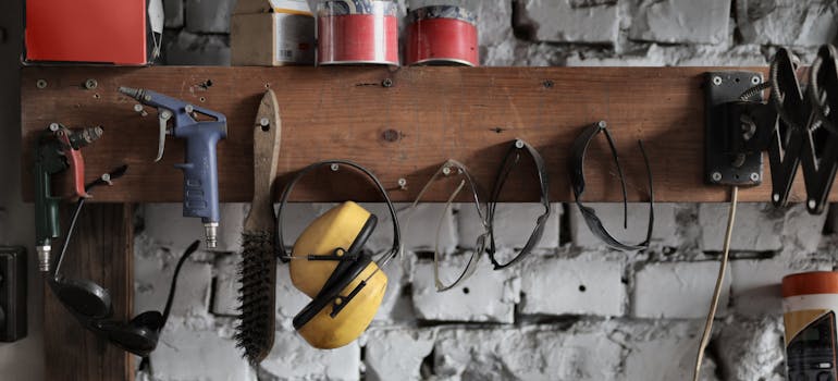 various items hung on a board 