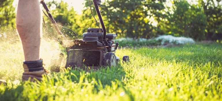 a man mowing his lawn