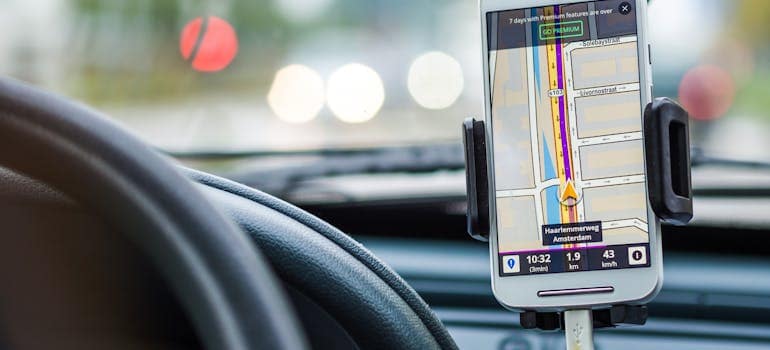 a navigation map on a phone which is something you won't need if you hire a local moving company